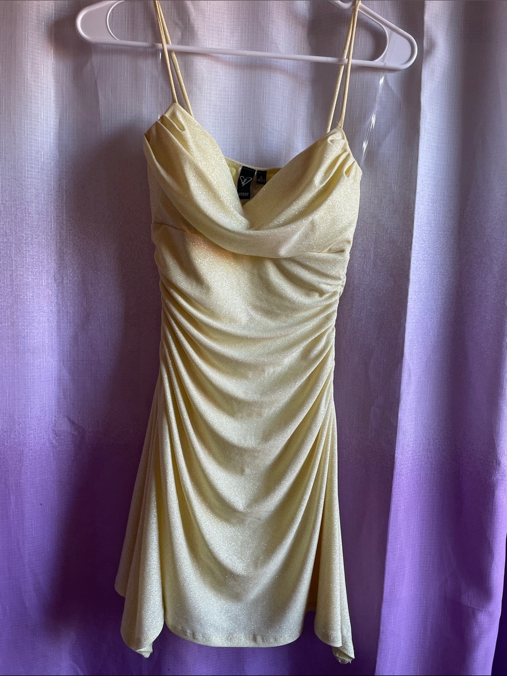 Windsor Pale Yellow Cowl Neck Mini Dress